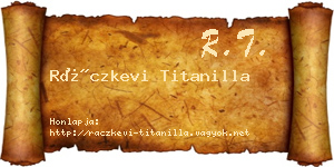 Ráczkevi Titanilla névjegykártya